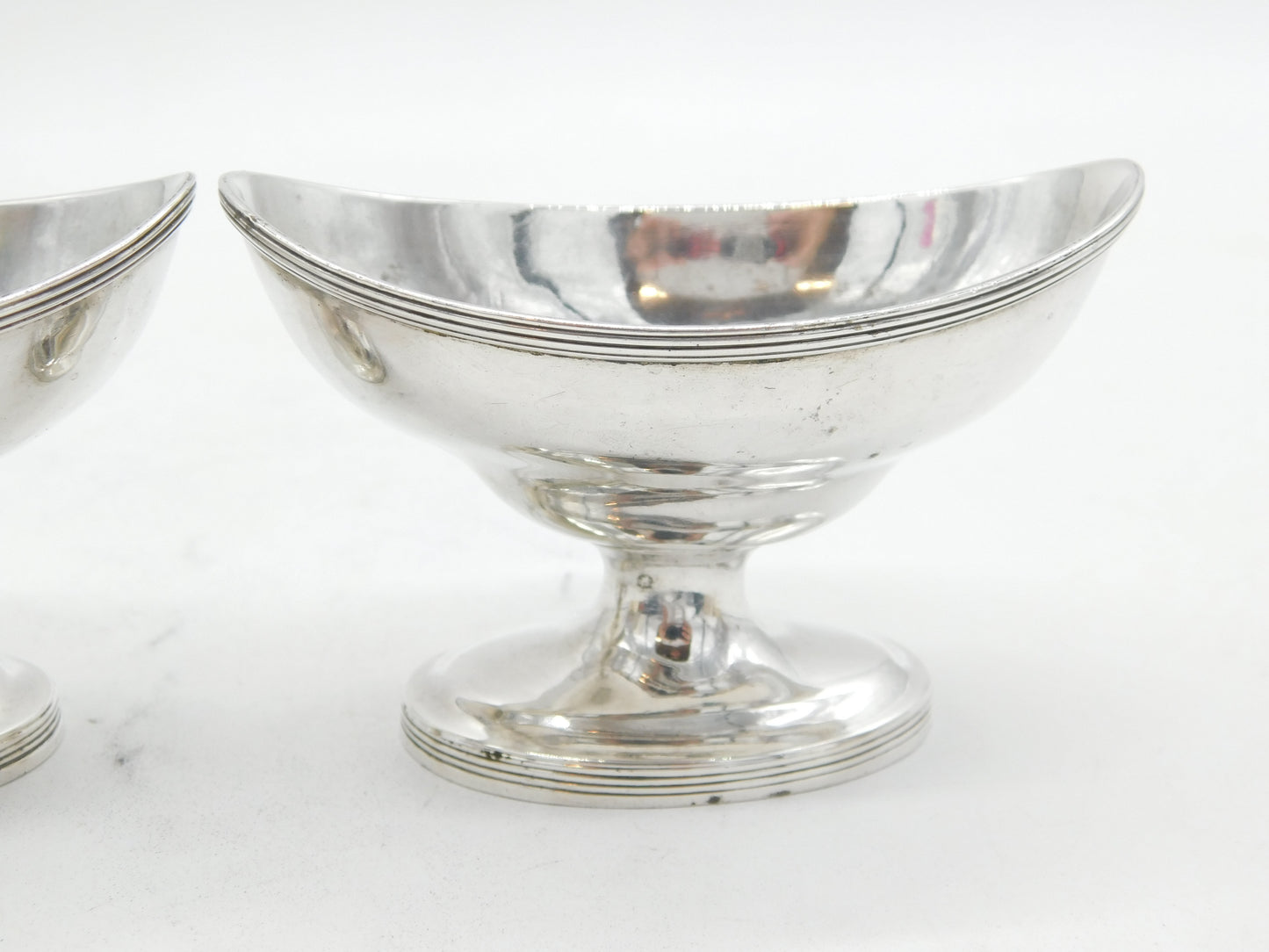 George III Pair of Sterling Silver Pedestal Salt Cellars Antique 1800 London