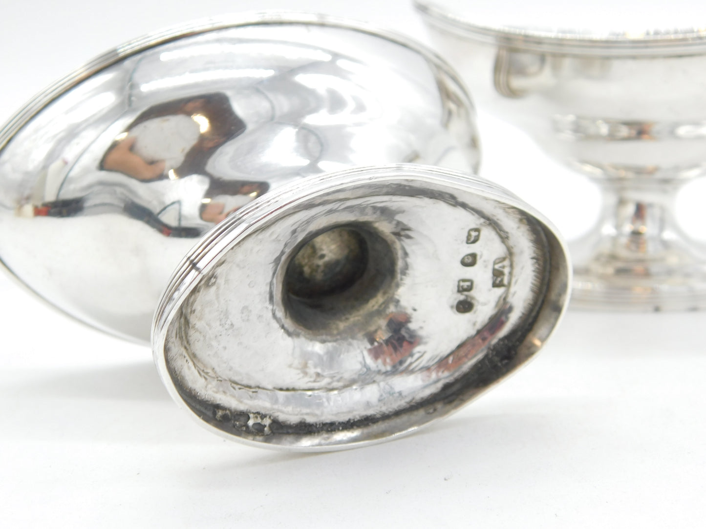 George III Pair of Sterling Silver Pedestal Salt Cellars Antique 1800 London