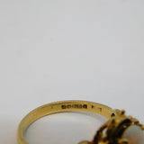 9ct Yellow Gold, Cabochon White Opal Set Floral Dress Ring Antique 1949 Deco