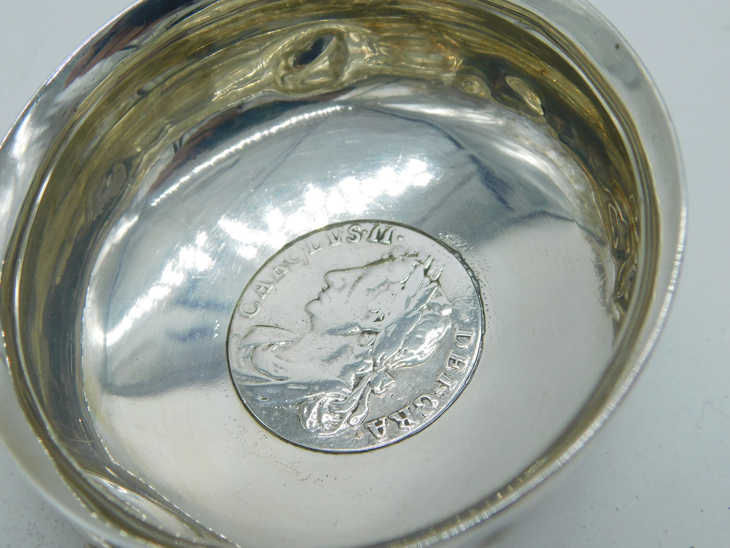 17th Century Sterling Silver Charles II Shilling Coin Set Toddy Ladle Antique 1681