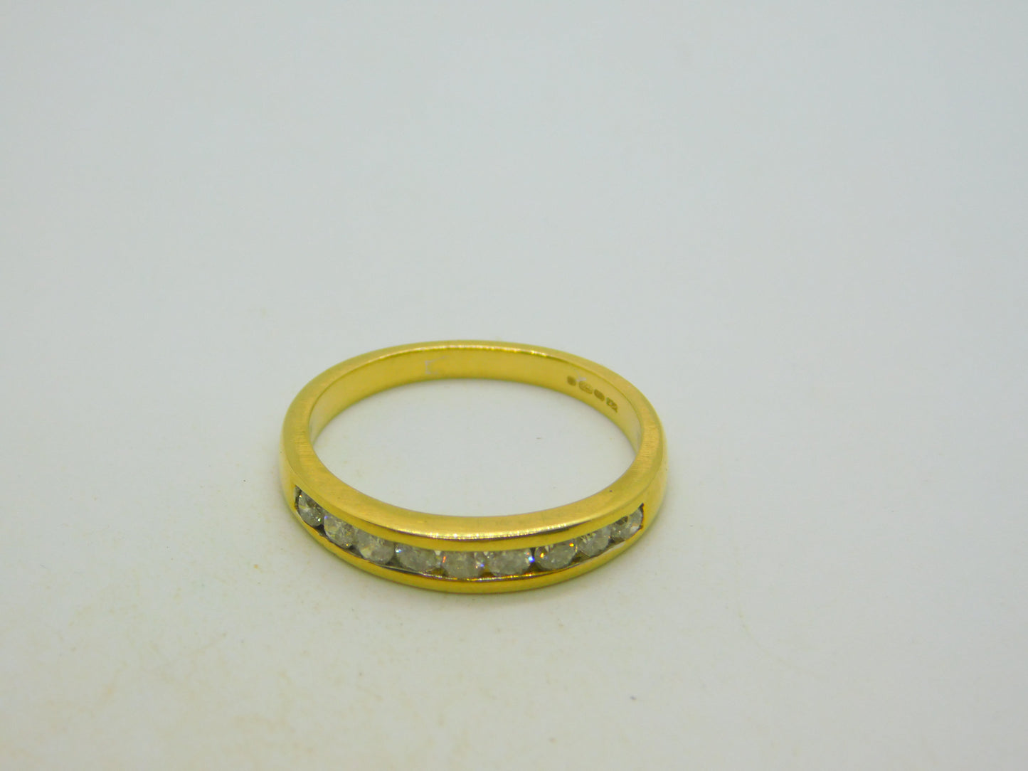 18ct Yellow Gold & 0.5ct Diamond Half-Eternity Ring Vintage c1990 Sheffield