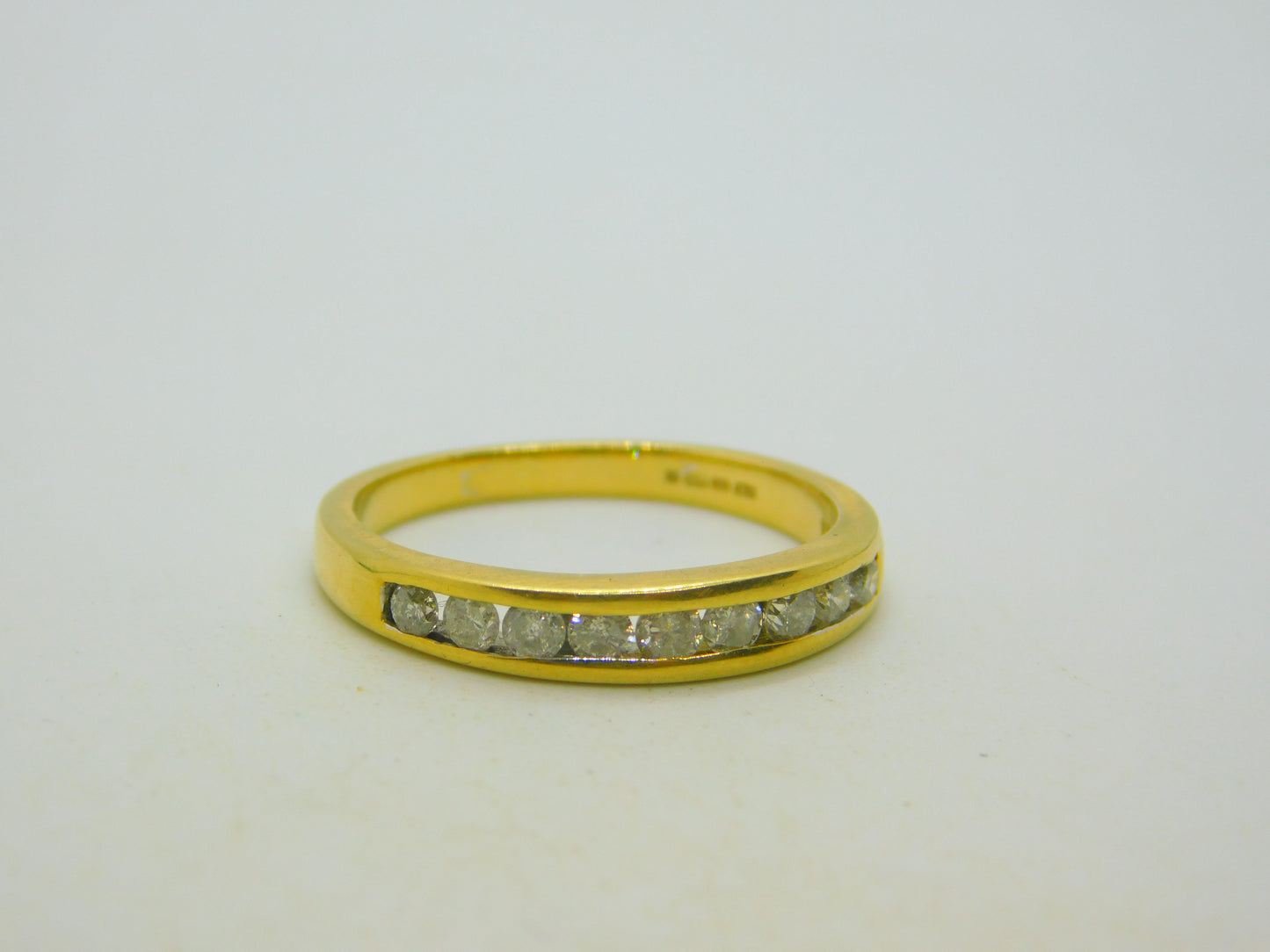 18ct Yellow Gold & 0.5ct Diamond Half-Eternity Ring Vintage c1990 Sheffield
