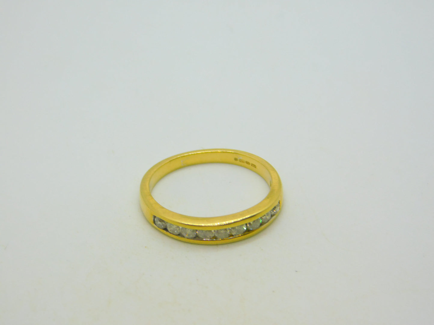 18ct Yellow Gold & 0.5ct Diamond Half-Eternity Ring Vintage c1990 Sheffield