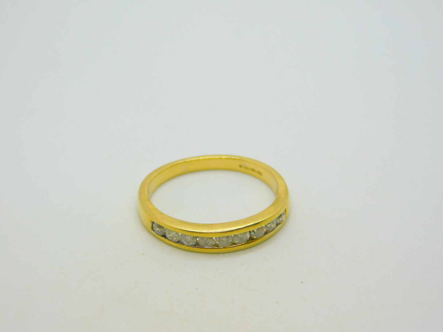 18ct Yellow Gold & 0.5ct Diamond Half-Eternity Ring Vintage c1990 Sheffield