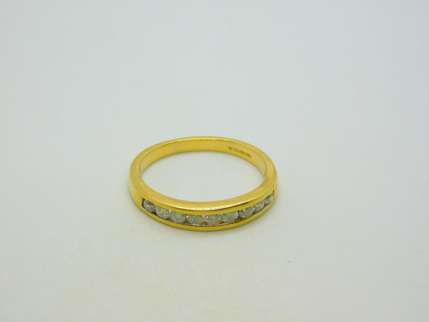 18ct Yellow Gold & 0.5ct Diamond Half-Eternity Ring Vintage c1990 Sheffield