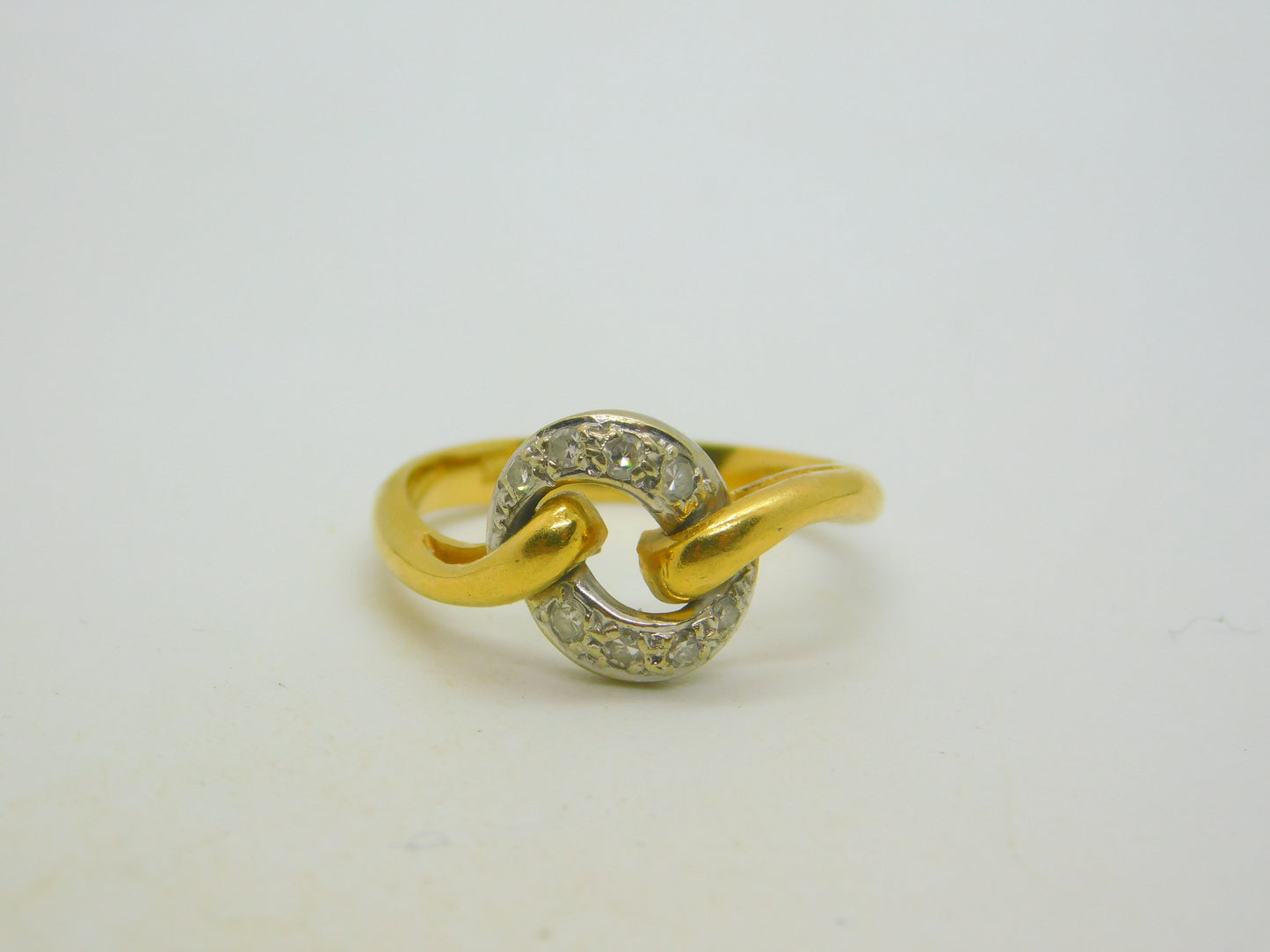 18ct Yellow Gold & Diamond Set Crossover Ring Vintage 1980 London