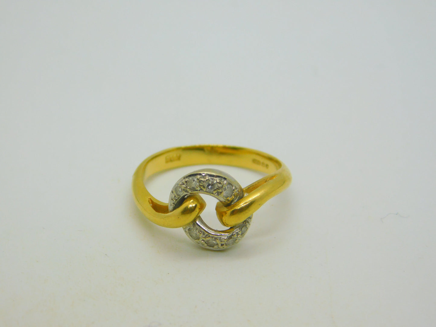 18ct Yellow Gold & Diamond Set Crossover Ring Vintage 1980 London