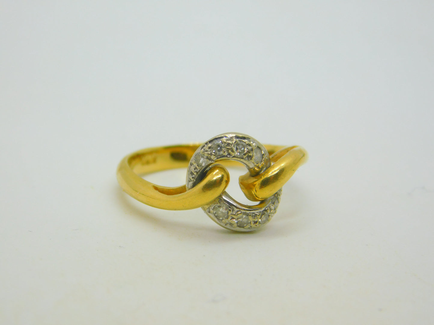 18ct Yellow Gold & Diamond Set Crossover Ring Vintage 1980 London