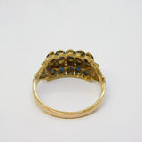 9ct Yellow Gold, Sapphire & Opal Three-Tier Dress Ring Vintage 1979 London