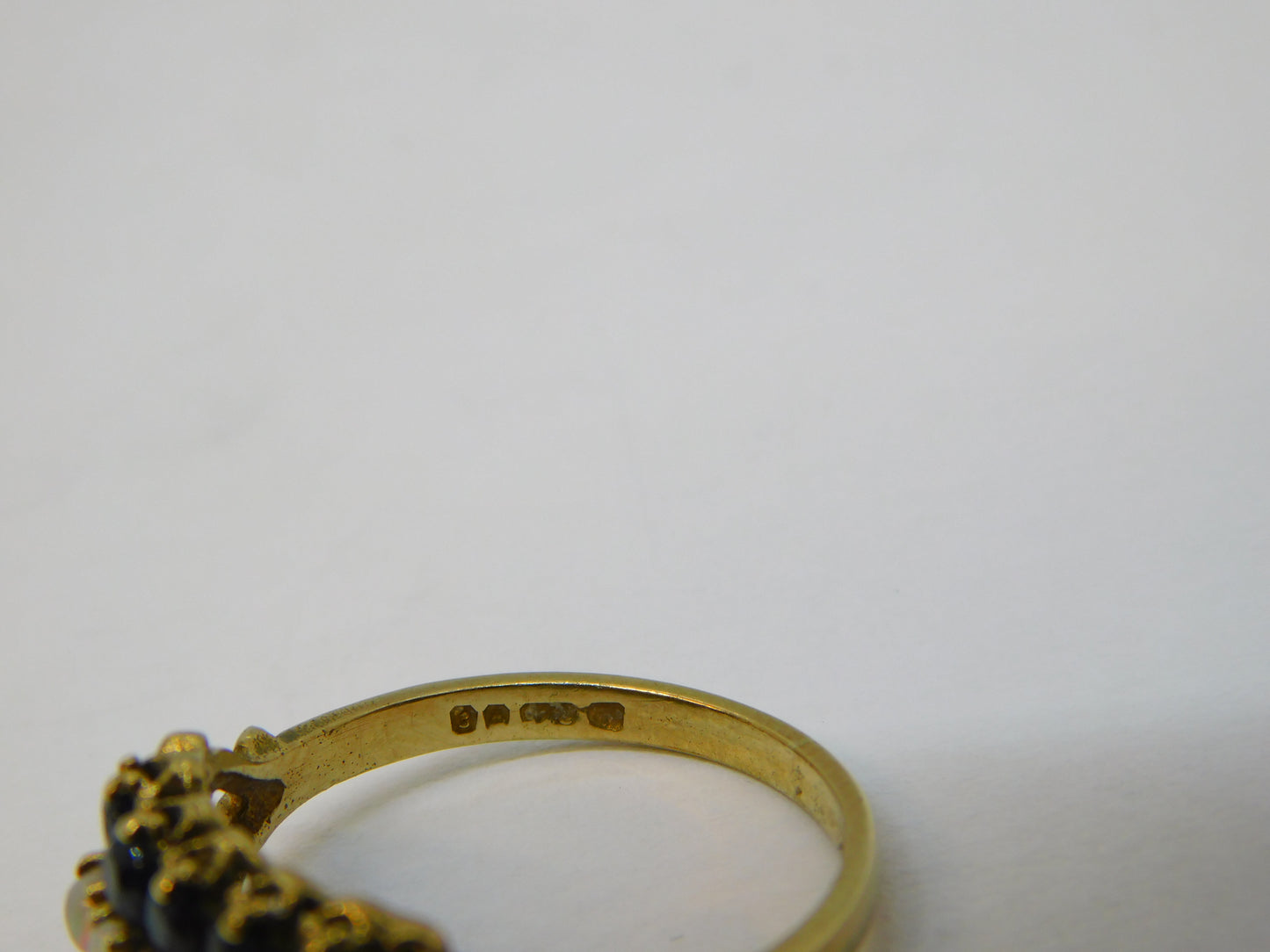 9ct Yellow Gold, Sapphire & Opal Three-Tier Dress Ring Vintage 1979 London