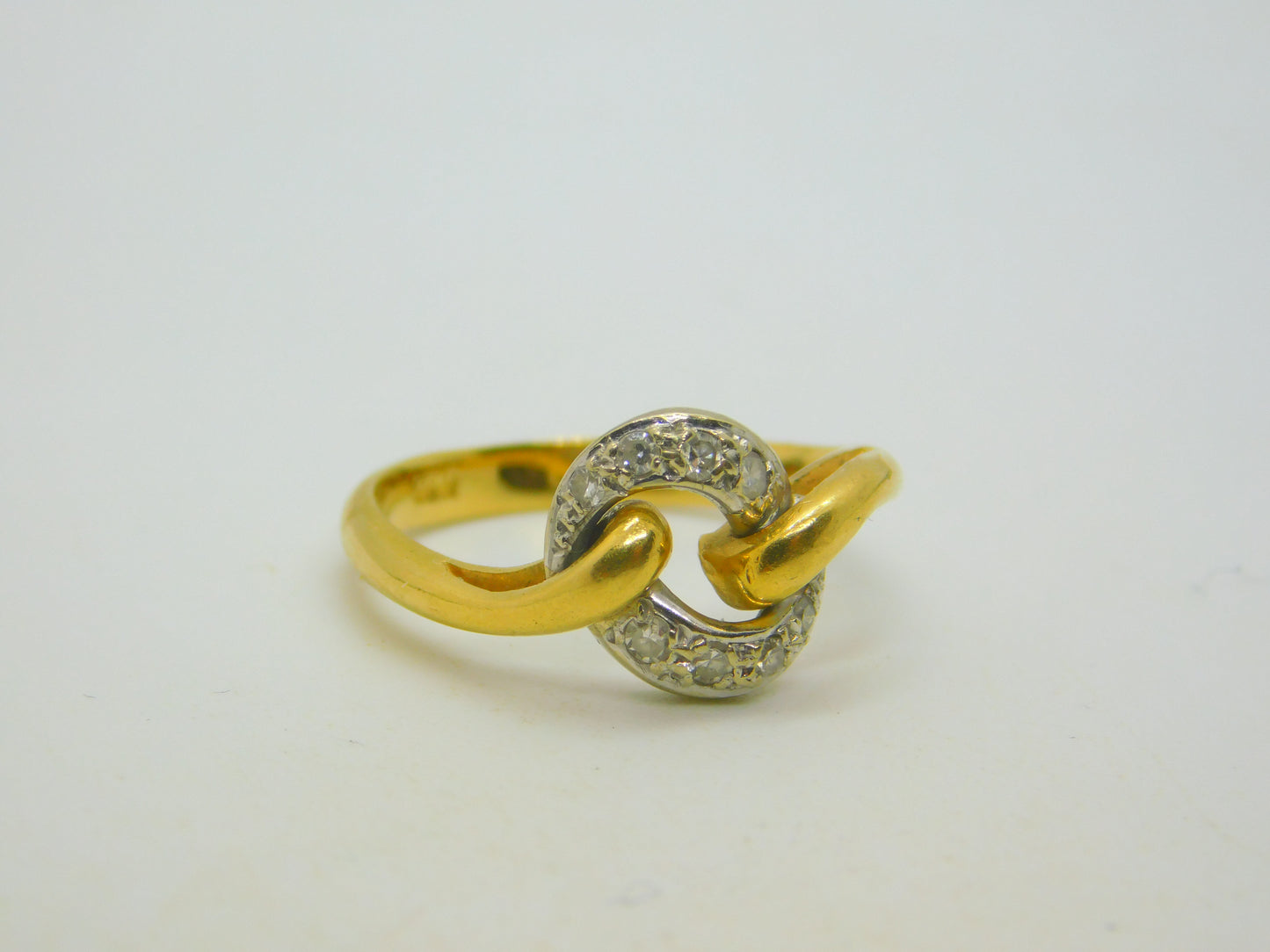 18ct Yellow Gold & Diamond Set Crossover Ring Vintage 1980 London
