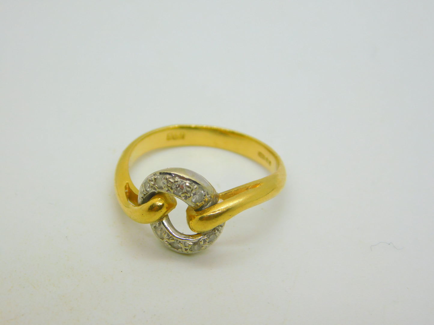 18ct Yellow Gold & Diamond Set Crossover Ring Vintage 1980 London