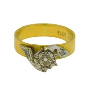 18ct Yellow Gold & 0.2ct Diamond Solitaire Dress Ring Antique c1920 Art Deco