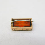 George III 10ct Rose Gold, Seed Pearl, Woven Hair, Agate Mourning Brooch Antique