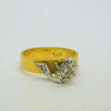 18ct Yellow Gold & 0.2ct Diamond Solitaire Dress Ring Antique c1920 Art Deco