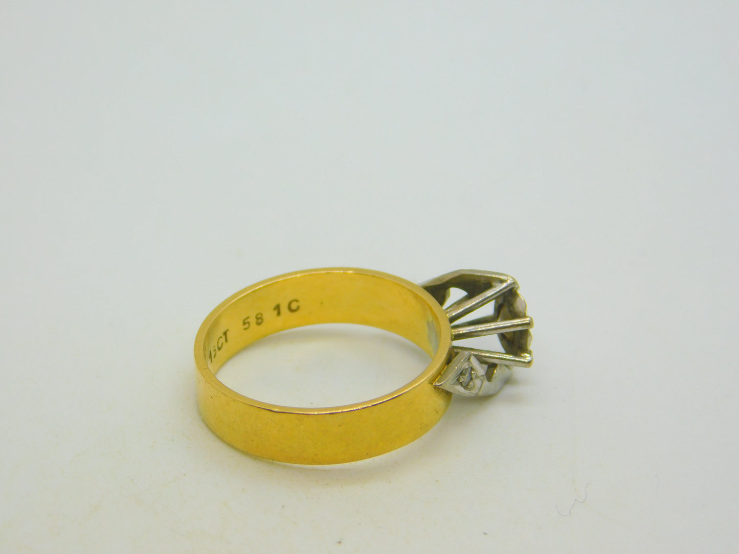 18ct Yellow Gold & 0.2ct Diamond Solitaire Dress Ring Antique c1920 Art Deco