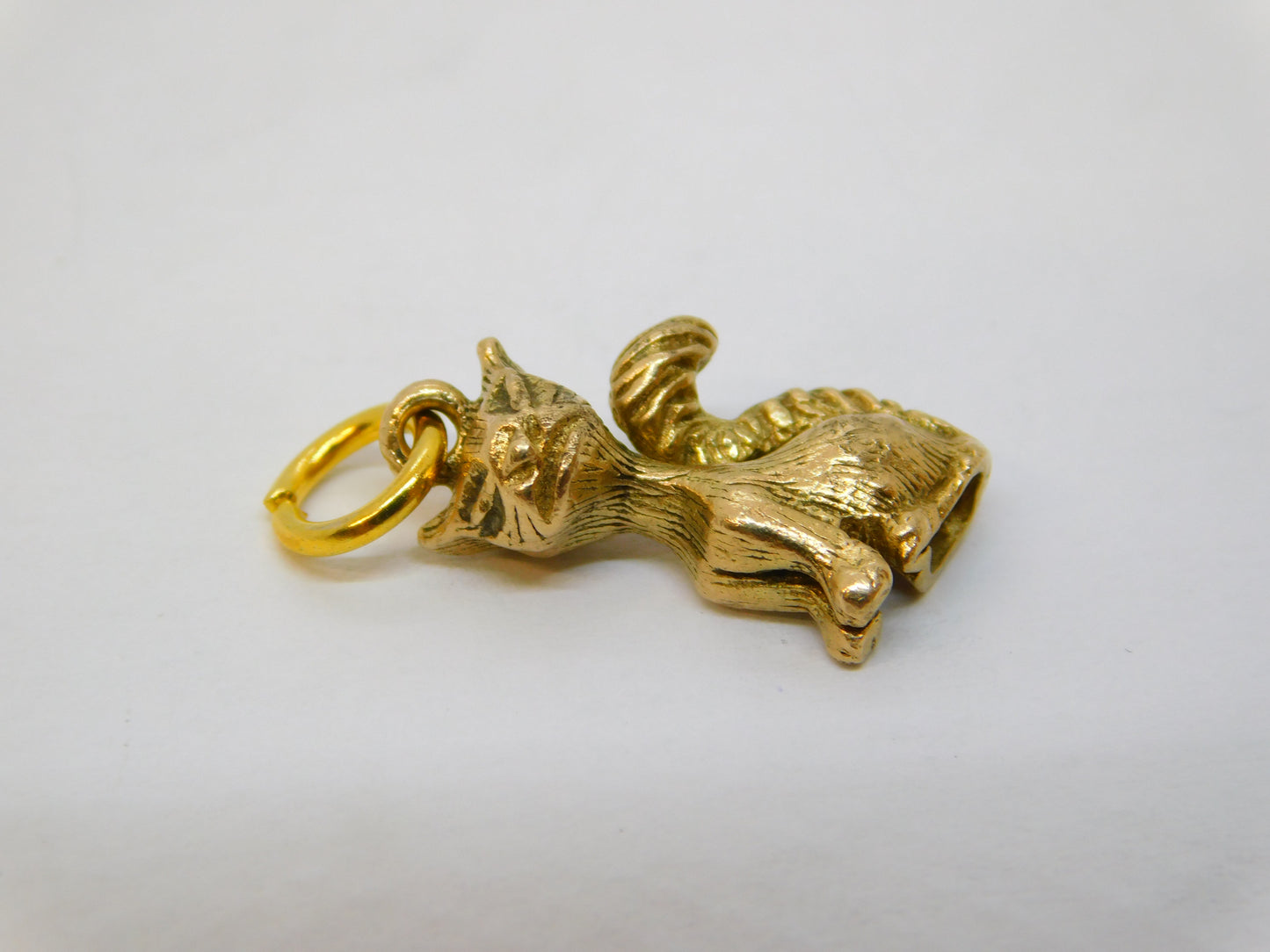 9ct Yellow Gold Cast Siamese Cat Charm Pendant Vintage 1975 London