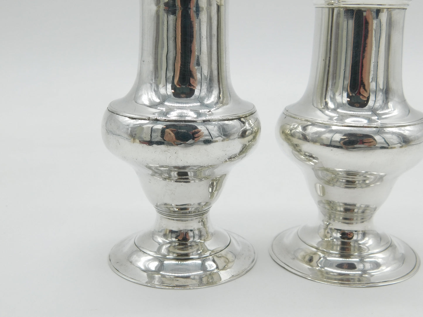 George III Pair of Sterling Silver Muffineer Sugar Casters Antique 1779 London