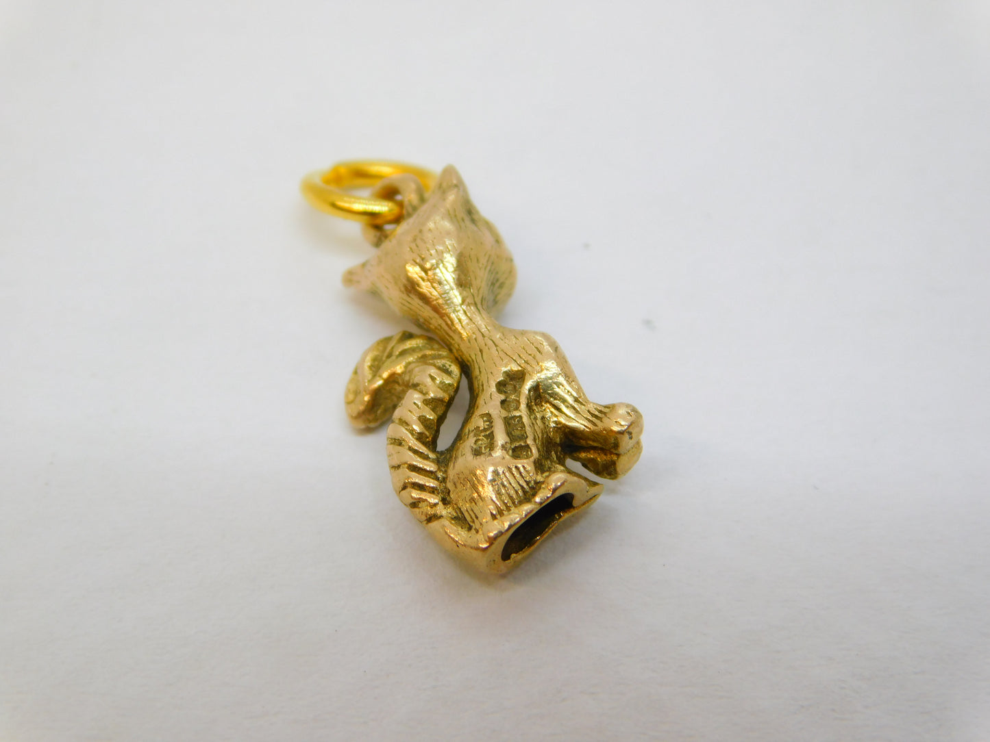 9ct Yellow Gold Cast Siamese Cat Charm Pendant Vintage 1975 London