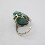 Victorian Sterling Silver Large Natural Turquoise Dress Ring Antique c1900