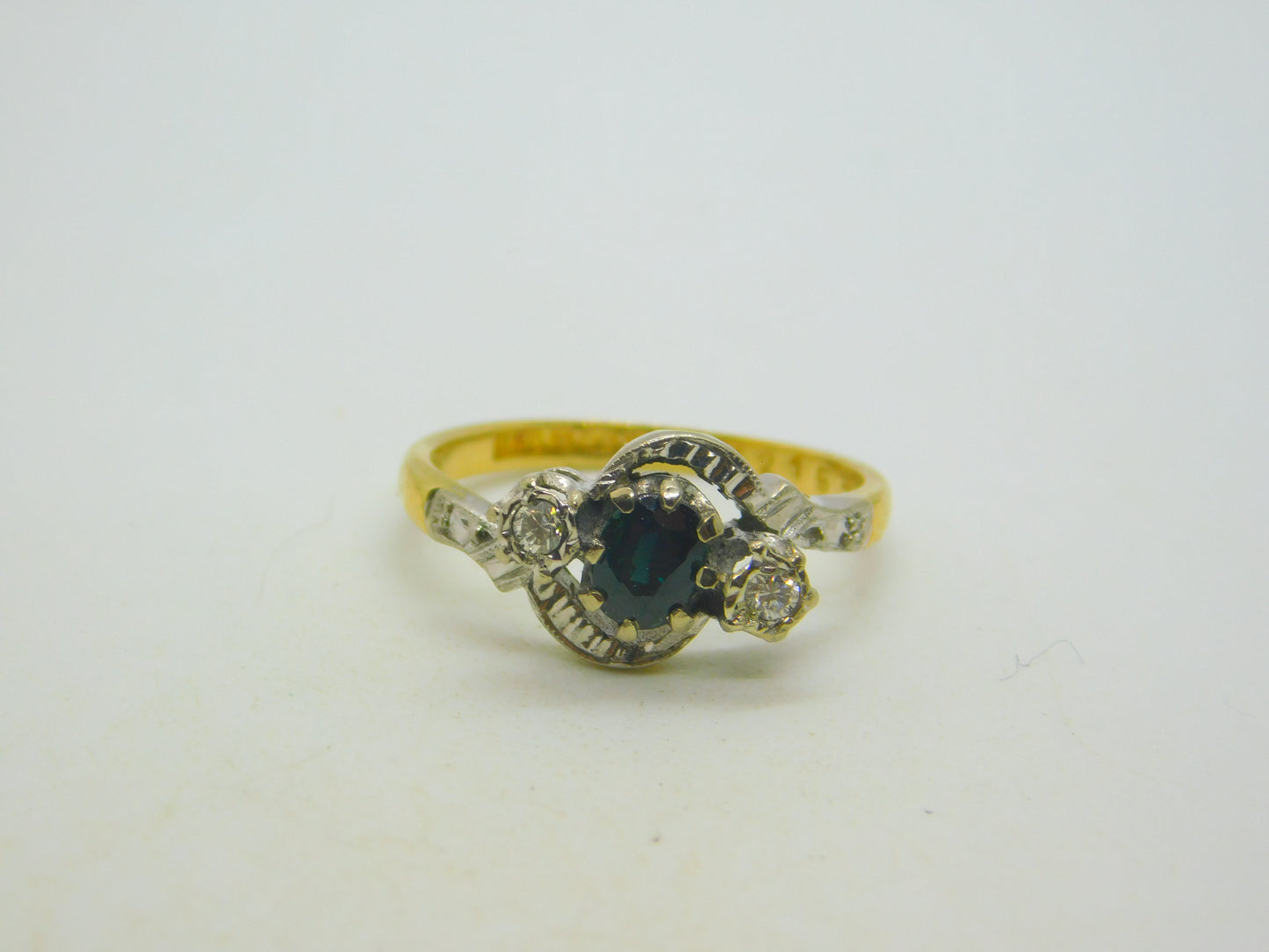 18ct Yellow Gold, Sapphire & Diamond Engagement Ring Vintage 1965 Birmingham