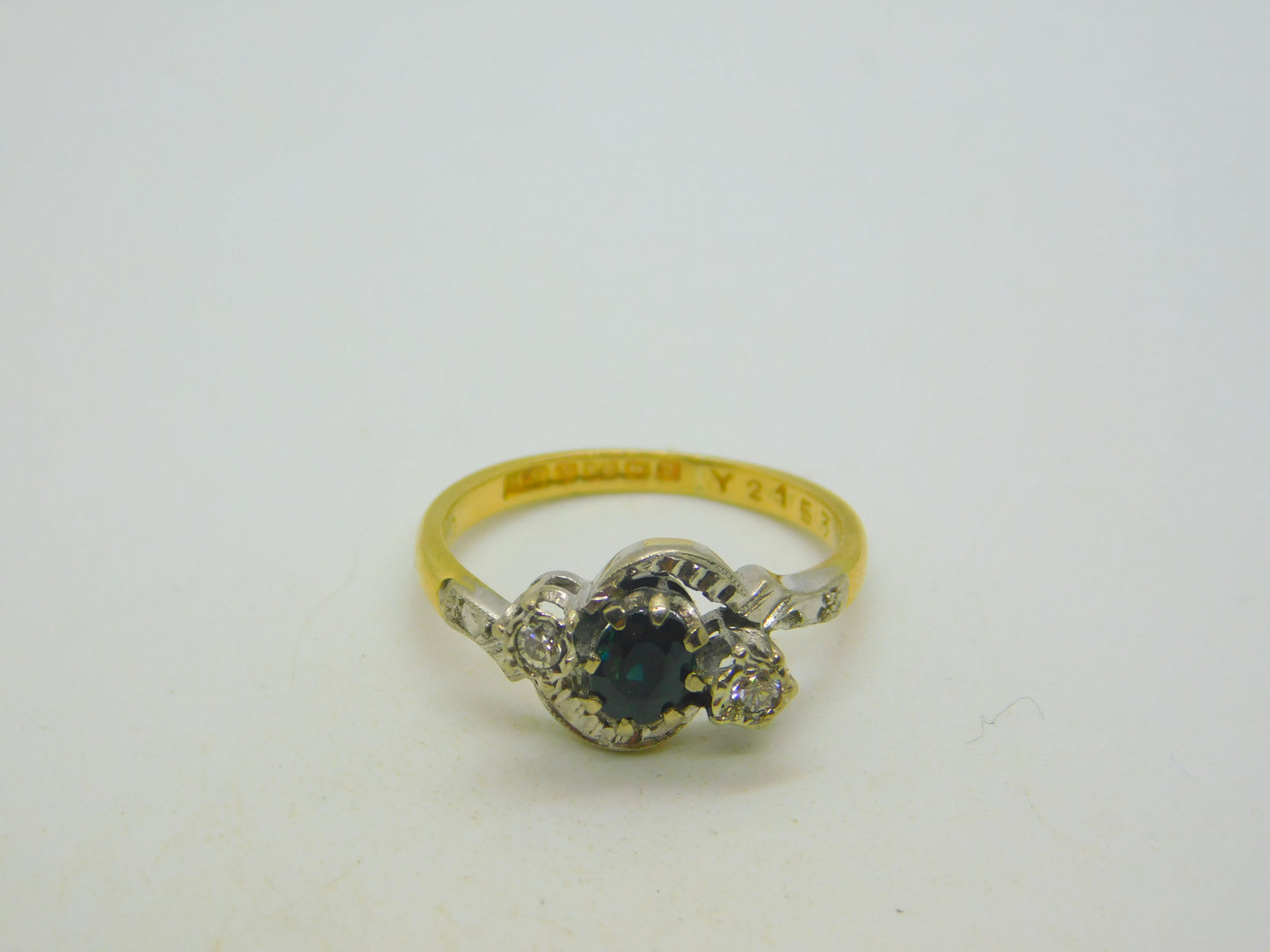 18ct Yellow Gold, Sapphire & Diamond Engagement Ring Vintage 1965 Birmingham