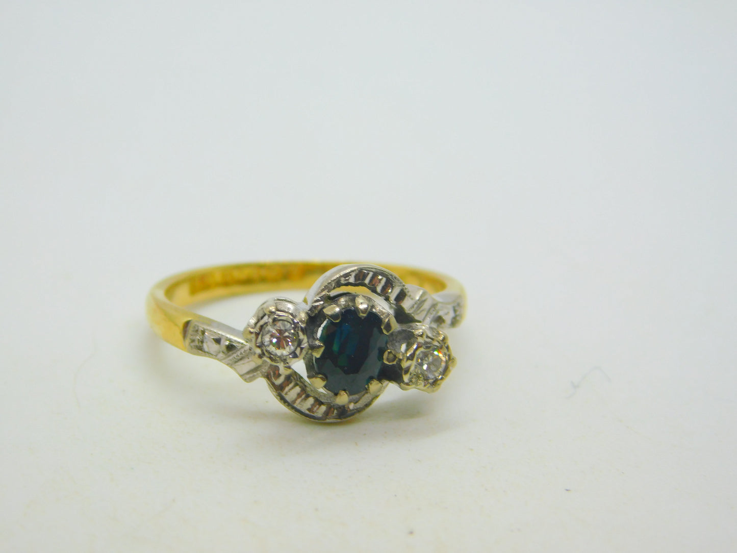 18ct Yellow Gold, Sapphire & Diamond Engagement Ring Vintage 1965 Birmingham