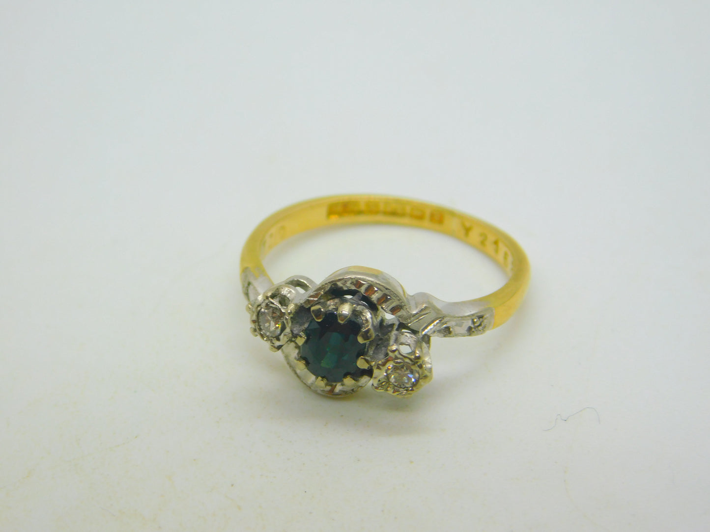 18ct Yellow Gold, Sapphire & Diamond Engagement Ring Vintage 1965 Birmingham