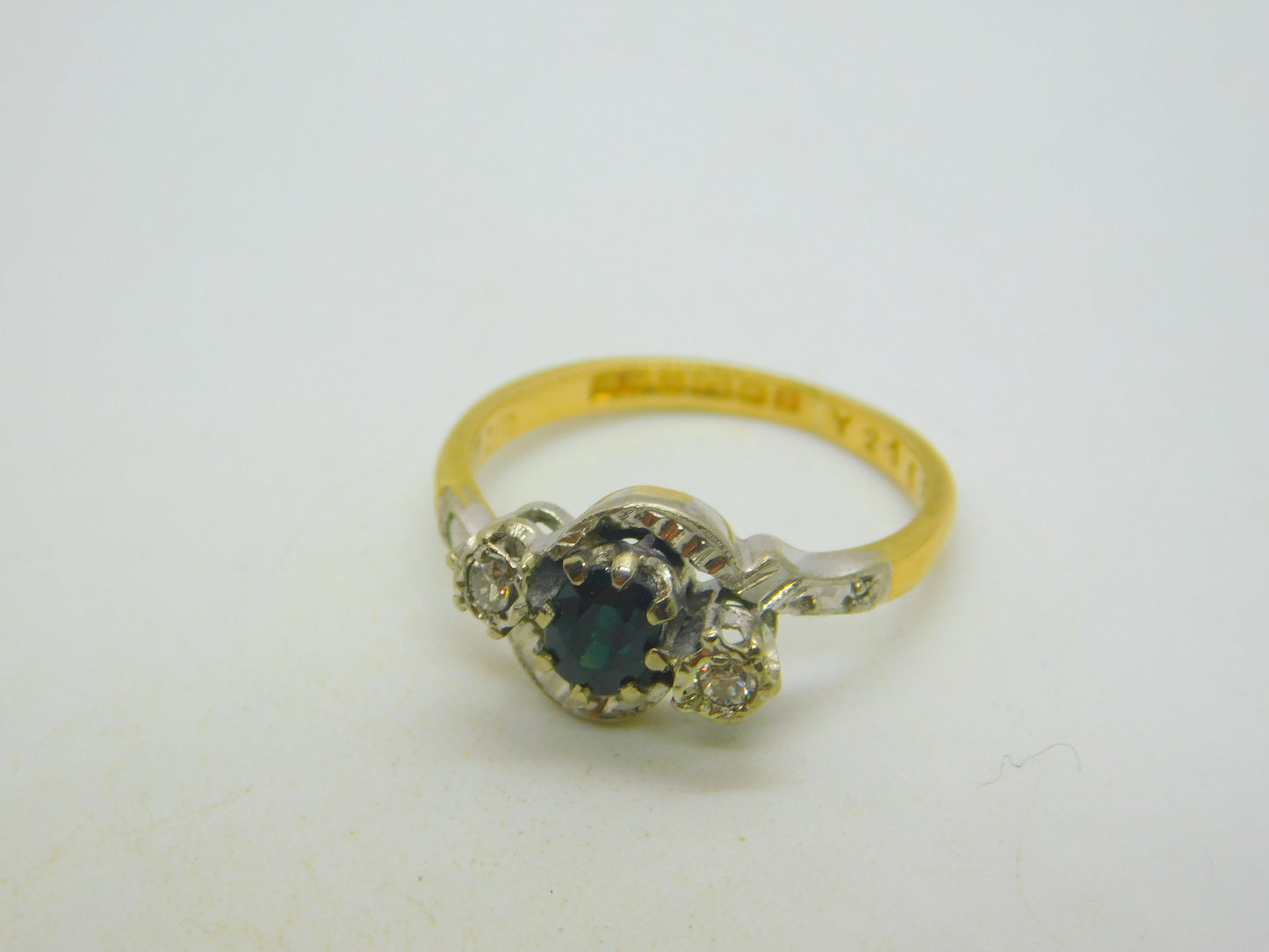 18ct Yellow Gold, Sapphire & Diamond Engagement Ring Vintage 1965 Birmingham