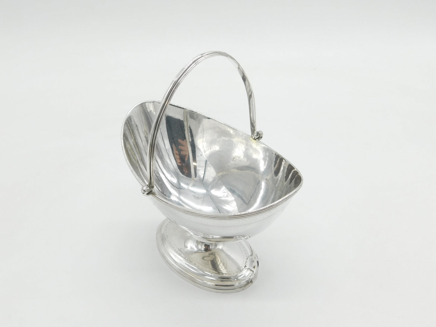 George III Sterling Silver Crested Swing Handle Sugar Basket Antique 1791 London