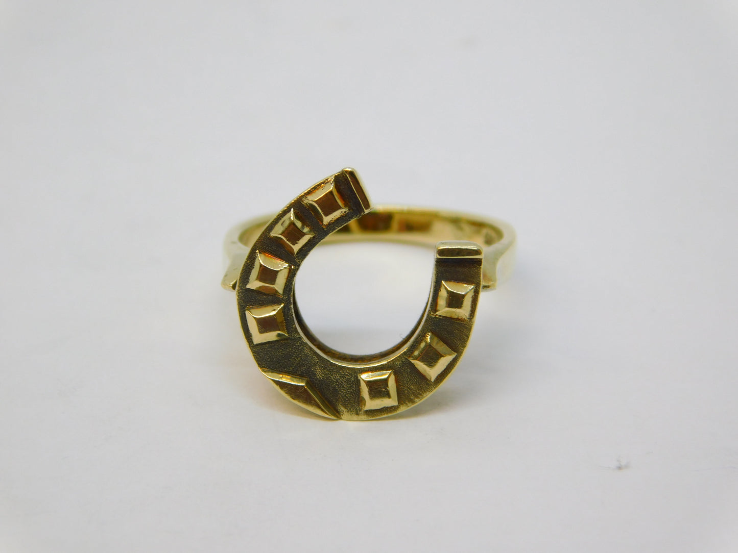 14ct Yellow Gold Lucky Horseshoe Dress Ring Vintage c1970 Continental