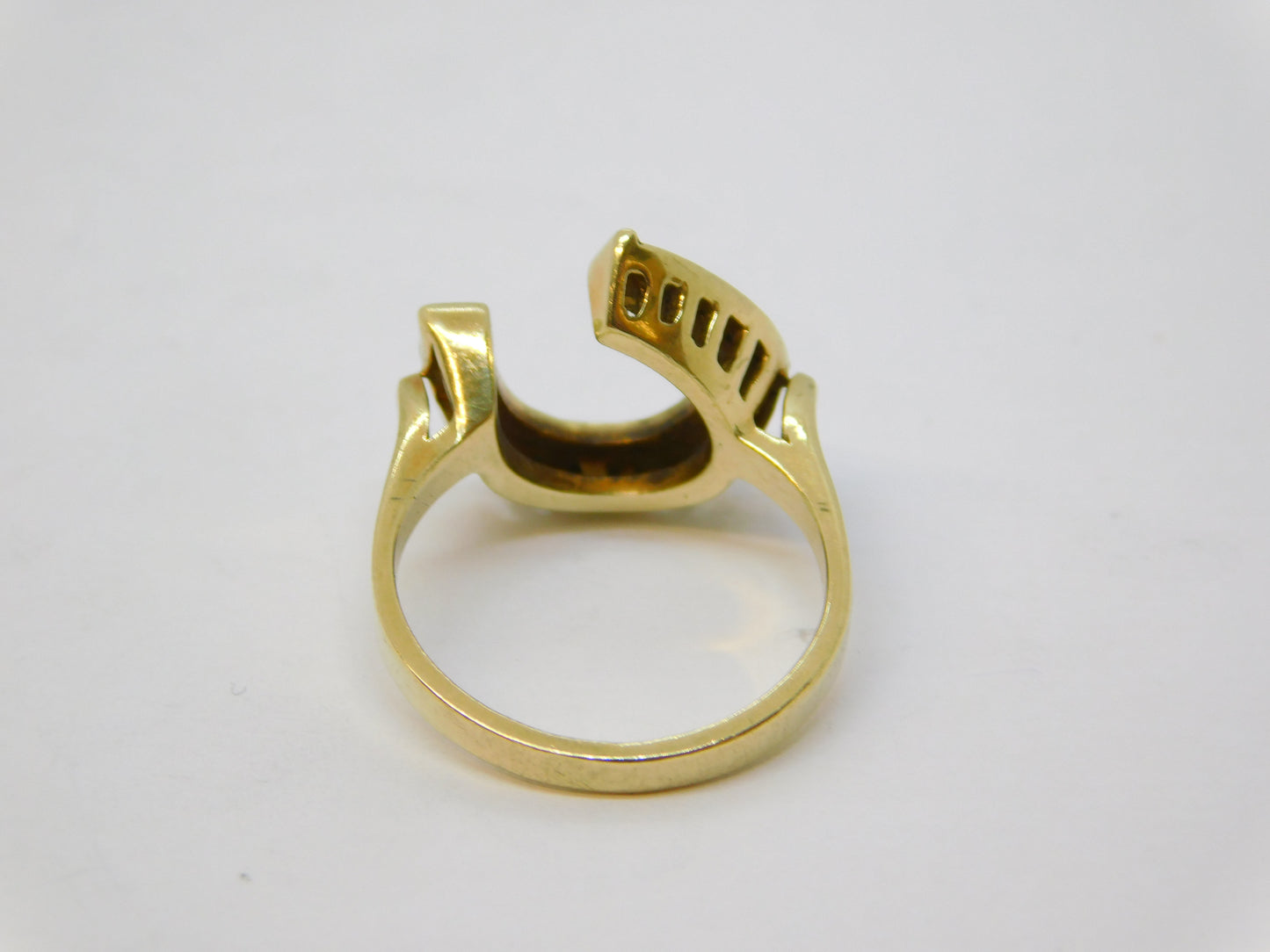 14ct Yellow Gold Lucky Horseshoe Dress Ring Vintage c1970 Continental