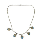 19th Century Austro-Hungarian Sterling Silver, Turquoise, Citrine Necklace c1890