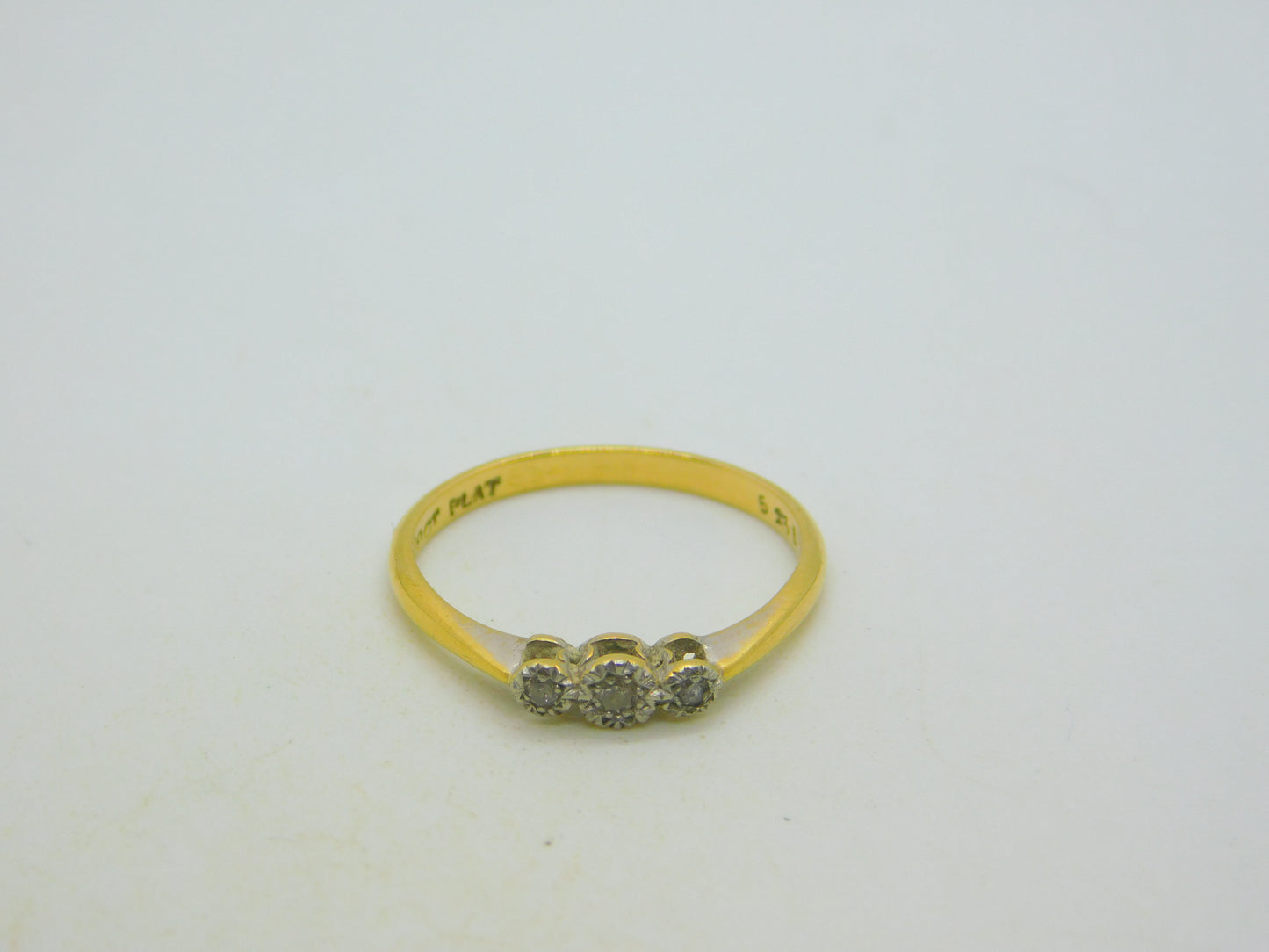 18ct Yellow Gold & Three-Stone Diamond Dress Ring Antique c1920 Art Deco