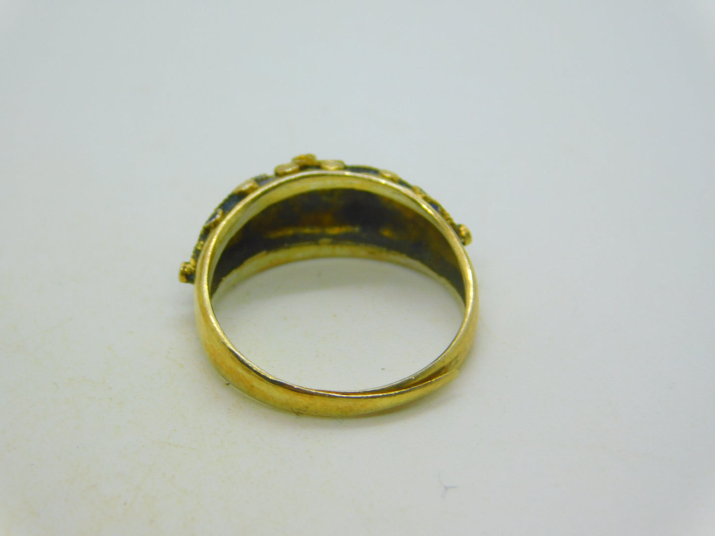 Chinese Sterling Silver Gilt & Enamel Floral Dress Ring Mid-Century c1950