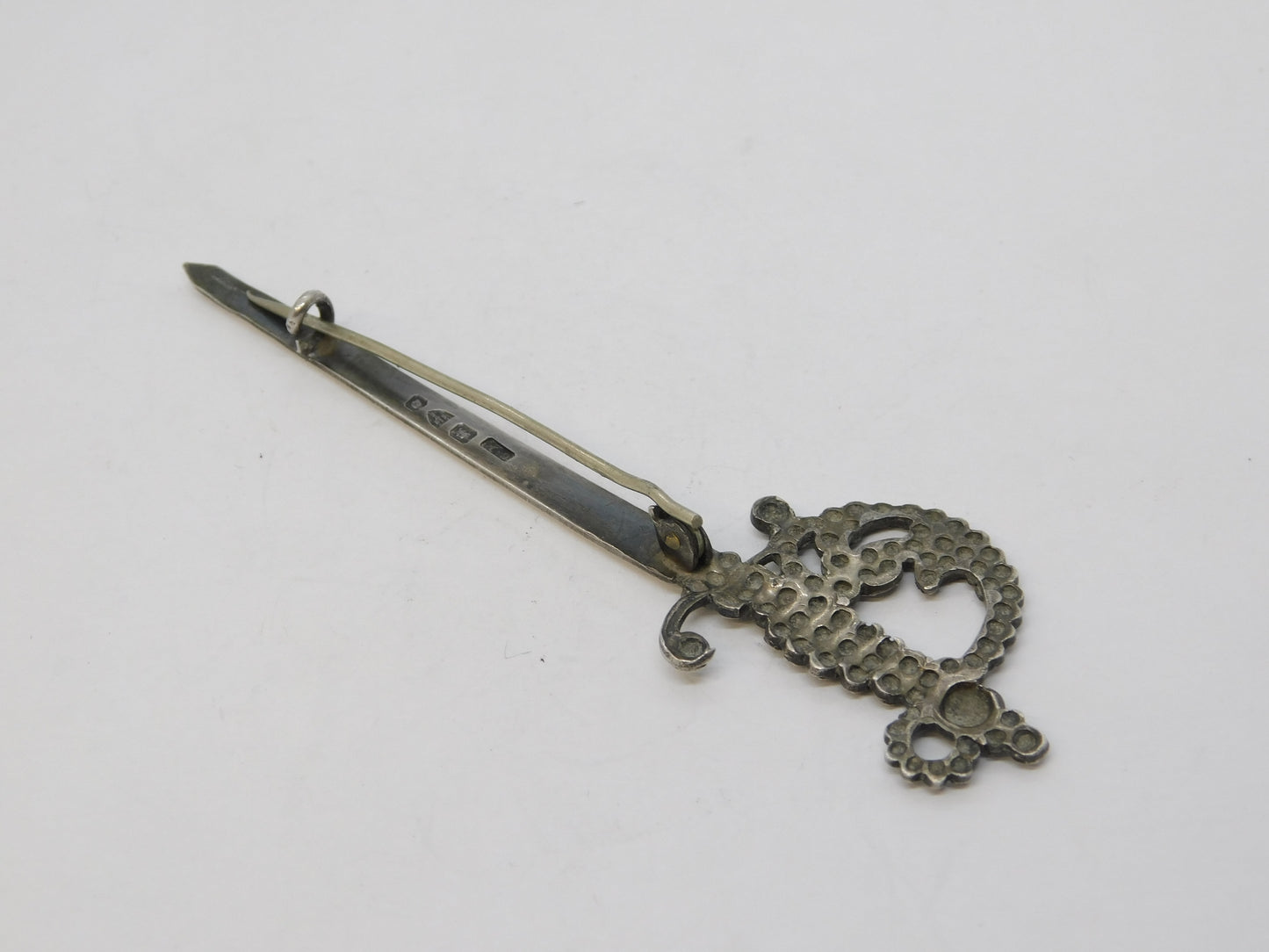 Charles Horner Victorian Sterling Silver Sword Brooch Pin Antique 1899 Chester