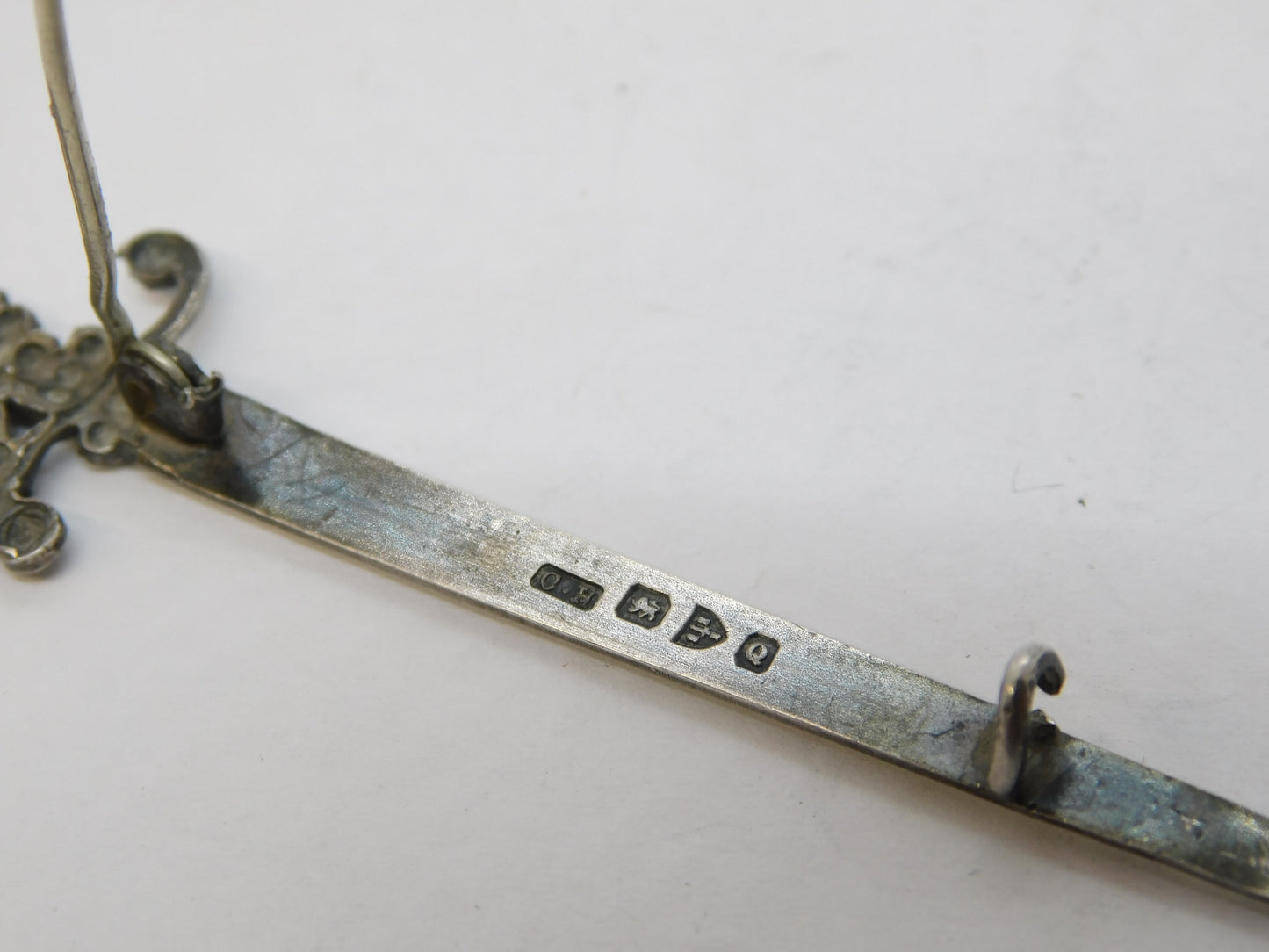 Charles Horner Victorian Sterling Silver Sword Brooch Pin Antique 1899 Chester