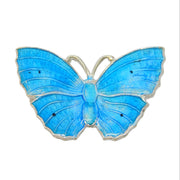 Sterling Silver Blue Guilloche Enamel Butterfly Brooch Antique c1920 Art Deco