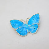Sterling Silver Blue Guilloche Enamel Butterfly Brooch Antique c1920 Art Deco