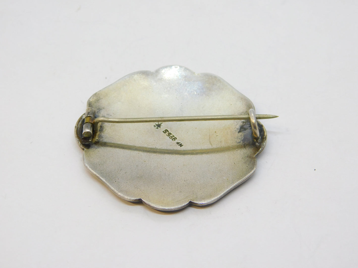 Danish Sterling Silver Colourful Enamel Floral Brooch Holger Fischer Antique c1940 Deco