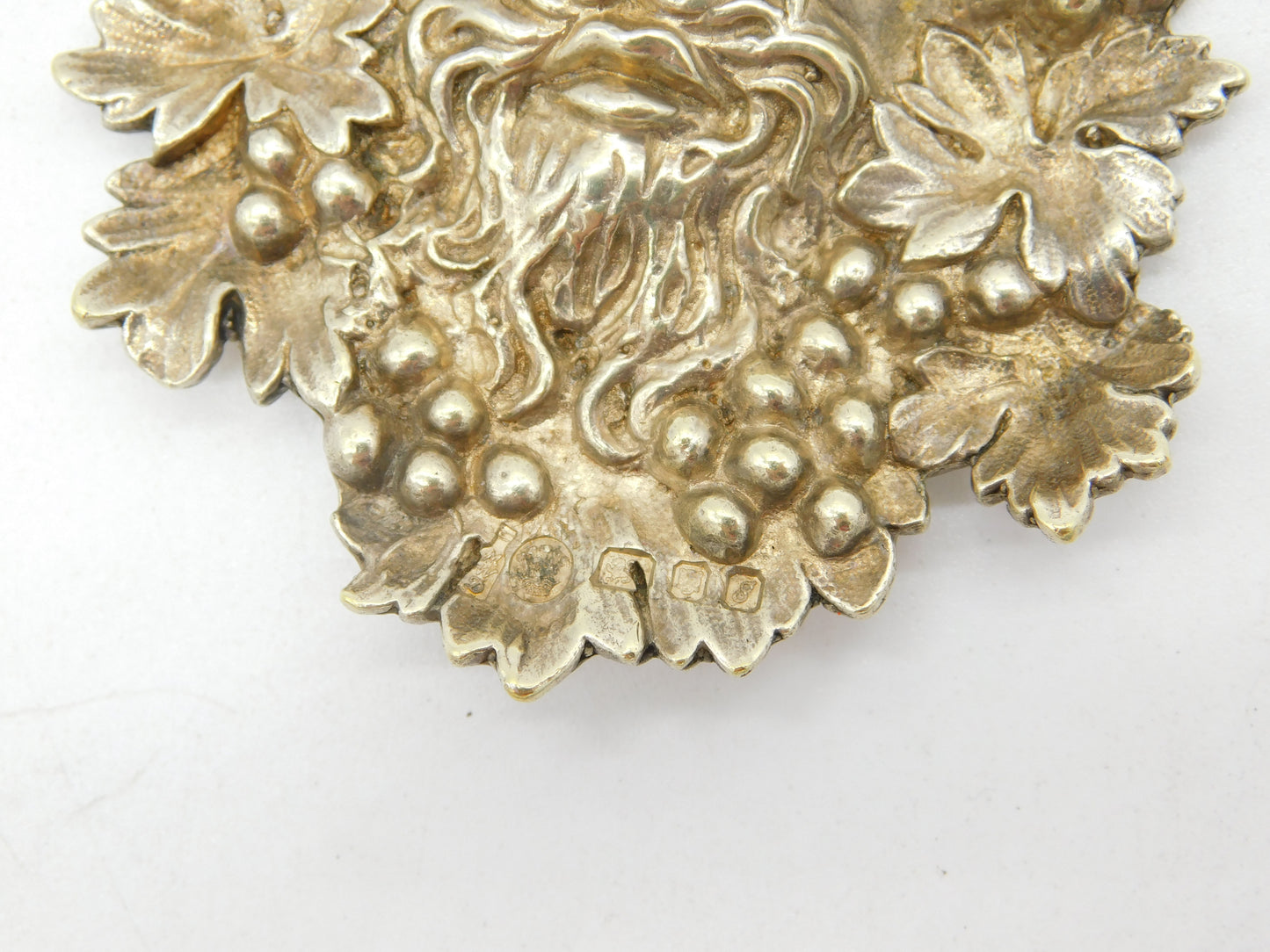 Sterling Silver Bacchus God of Wine Medallion Necklace Vintage 1973 London