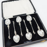 Victorian Boxed Set of Sterling Silver Apostle Teaspoons Antique 1900 Sheffield