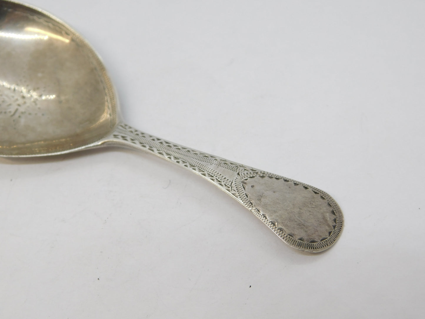 George III Sterling Silver Bright Cut Tea Caddy Spoon Antique 1798 London