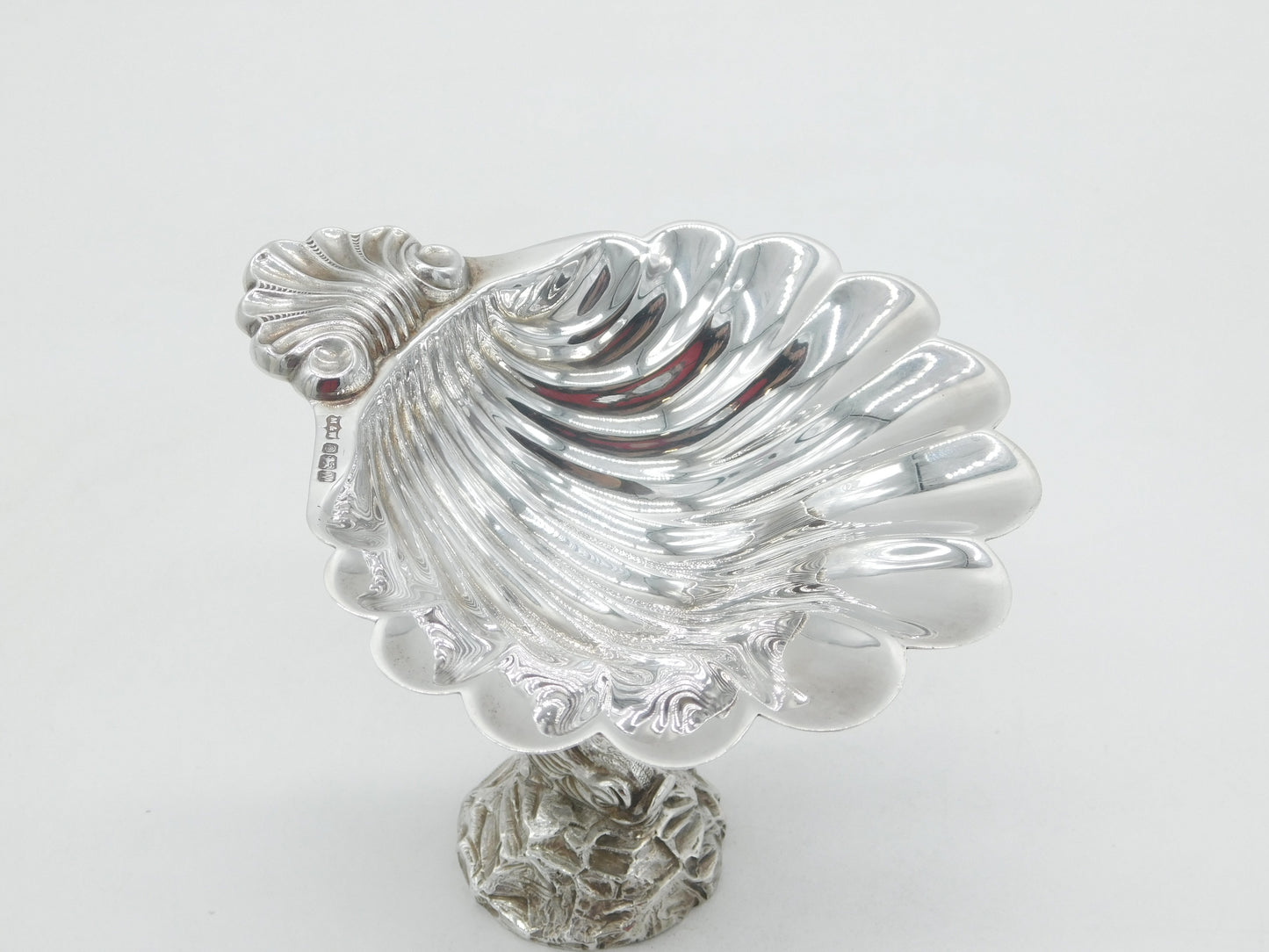Cast Sterling Silver Dolphin & Shell Pattern Butter or Soap Dish Vintage 1987 Mappin & Webb