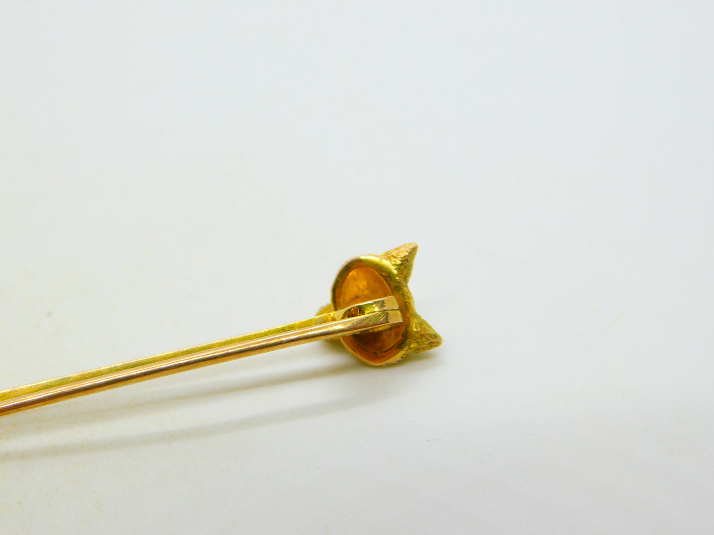 Edwardian 9ct Gold & Ruby Set Fox Mask Hunting Stock Pin Brooch Antique c1910