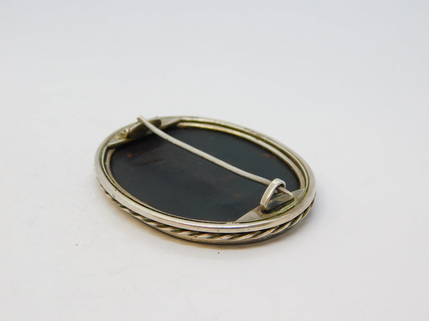 19th Century Sterling Silver Pietra Dura Floral Mosaic Brooch Antique c1860