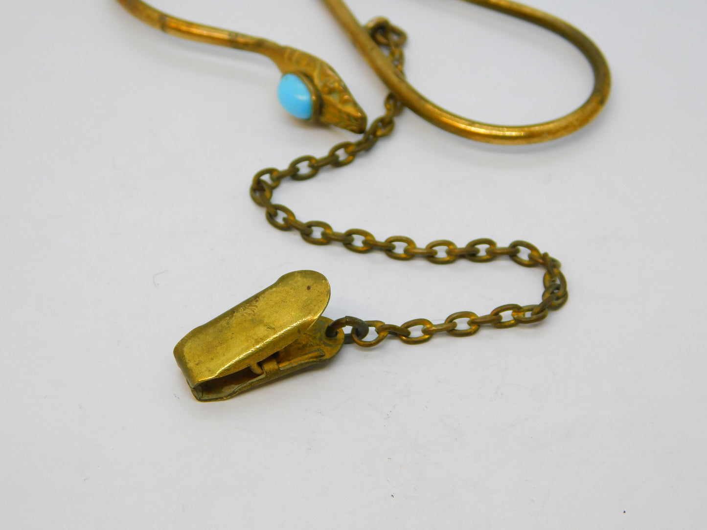 19th Century Gilt Metal Turquoise Set Snake Sewing Skirt Lifter Antique c1860