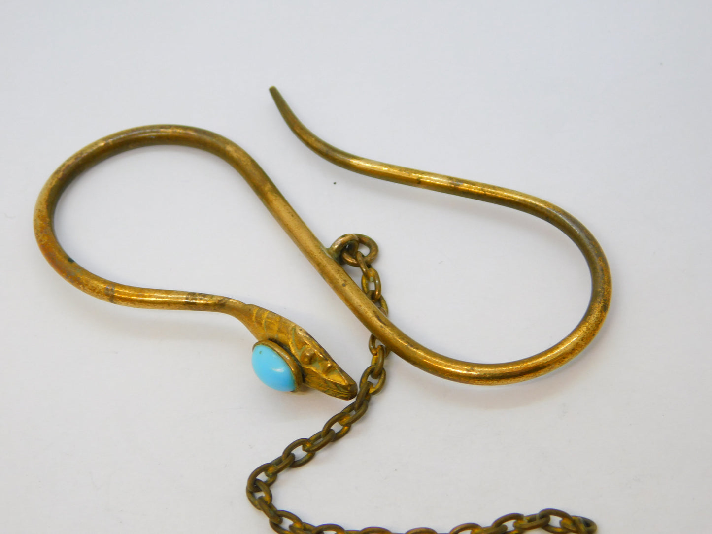 19th Century Gilt Metal Turquoise Set Snake Sewing Skirt Lifter Antique c1860