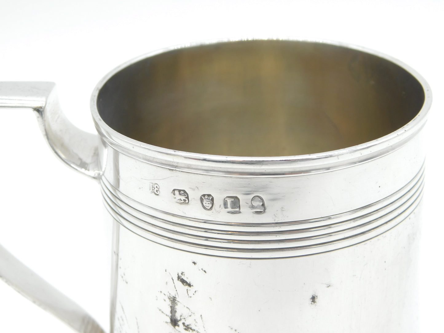 George III Sterling Silver Lined Half-Pint Tankard Antique 1800 London J. Emes