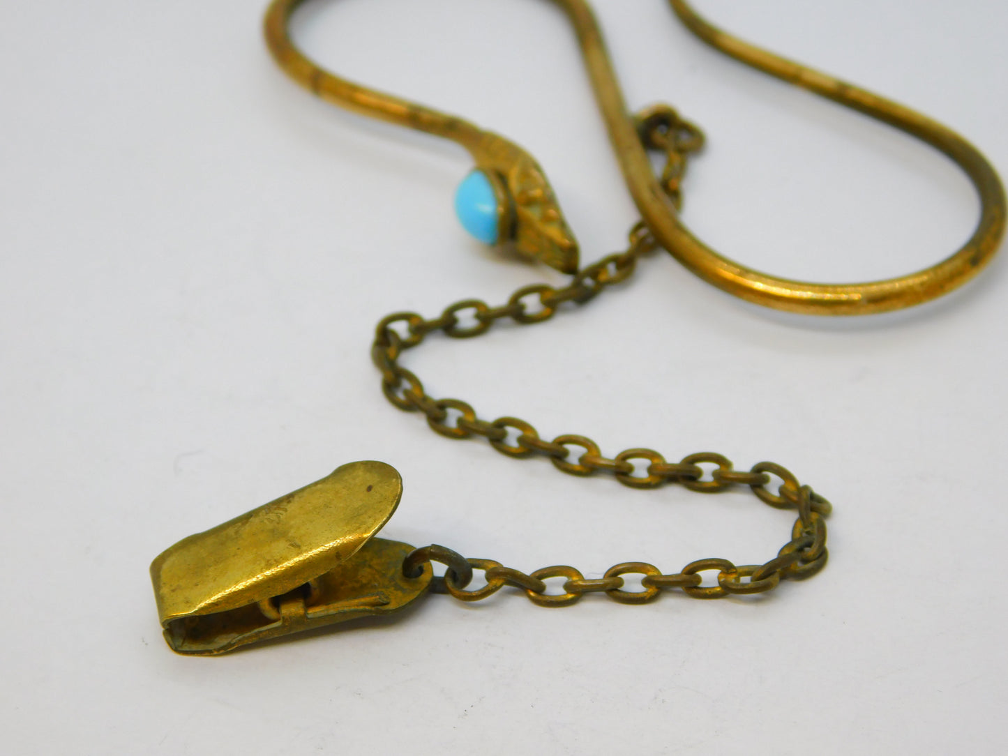 19th Century Gilt Metal Turquoise Set Snake Sewing Skirt Lifter Antique c1860